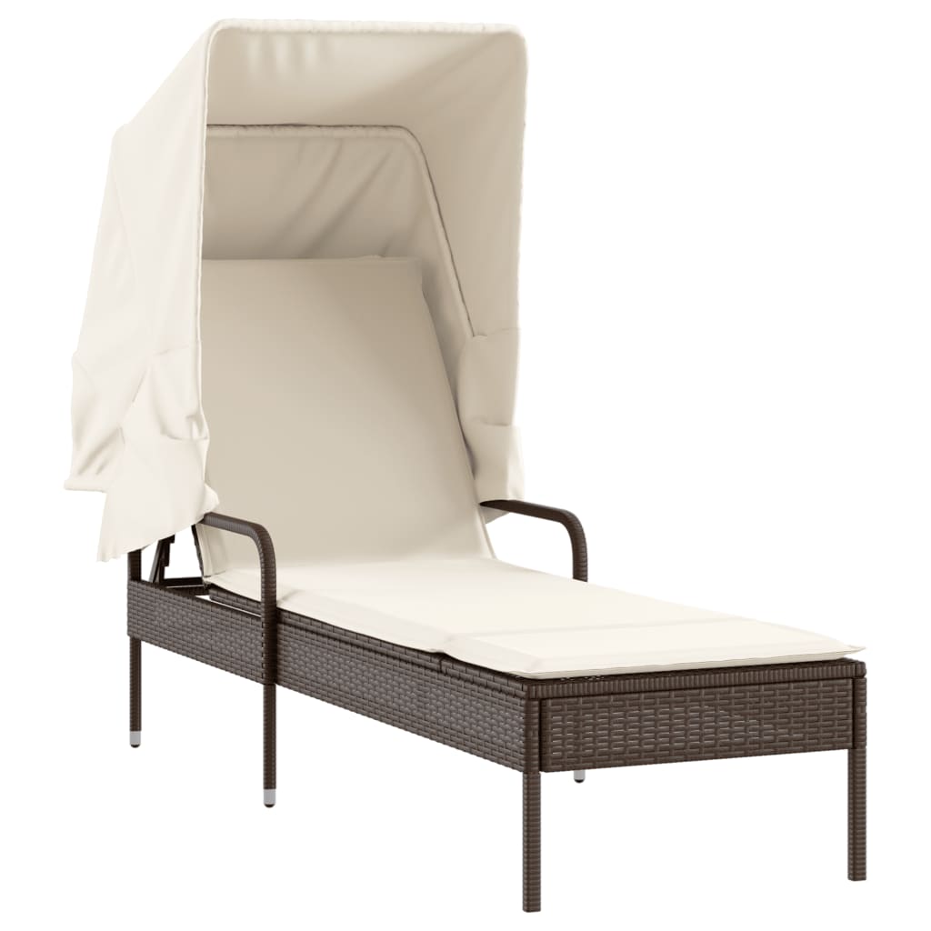 Ligbed met luifel en tafel poly rattan bruin is nu te koop bij PeponiXL, paradijselijk wonen!