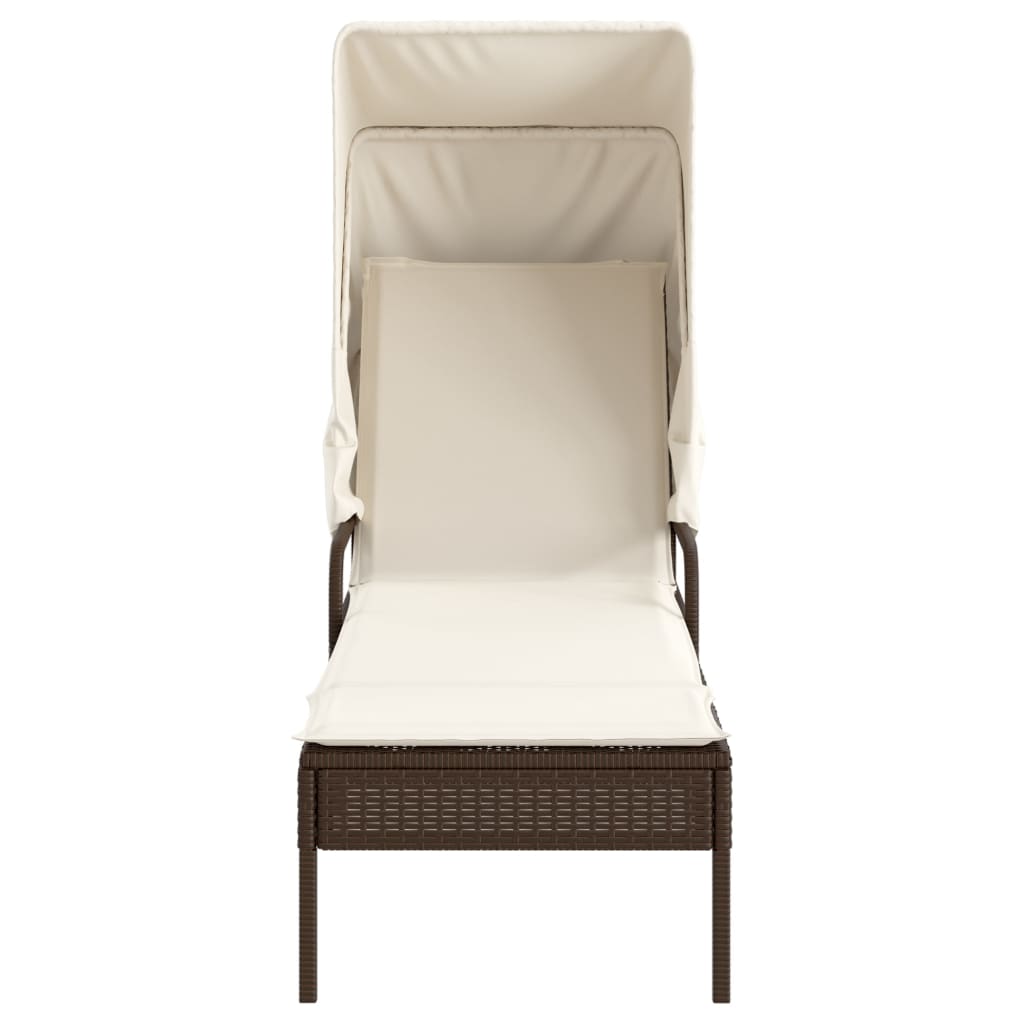 Ligbed met luifel en tafel poly rattan bruin is nu te koop bij PeponiXL, paradijselijk wonen!