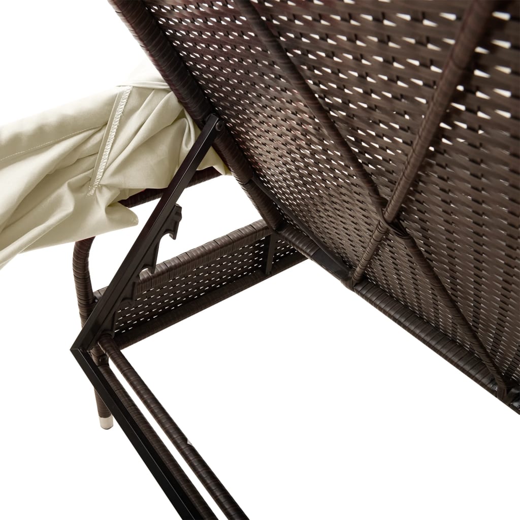 Ligbed met luifel en tafel poly rattan bruin is nu te koop bij PeponiXL, paradijselijk wonen!