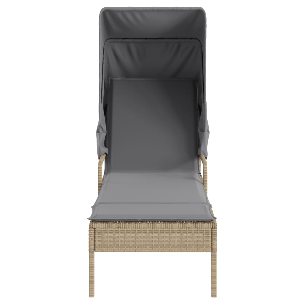 Ligbed met luifel en tafel poly rattan beige is nu te koop bij PeponiXL, paradijselijk wonen!