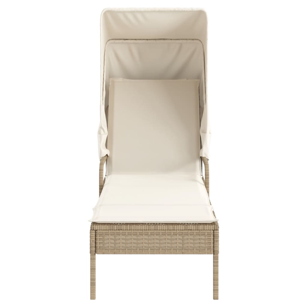 Ligbed met luifel en tafel poly rattan beige is nu te koop bij PeponiXL, paradijselijk wonen!