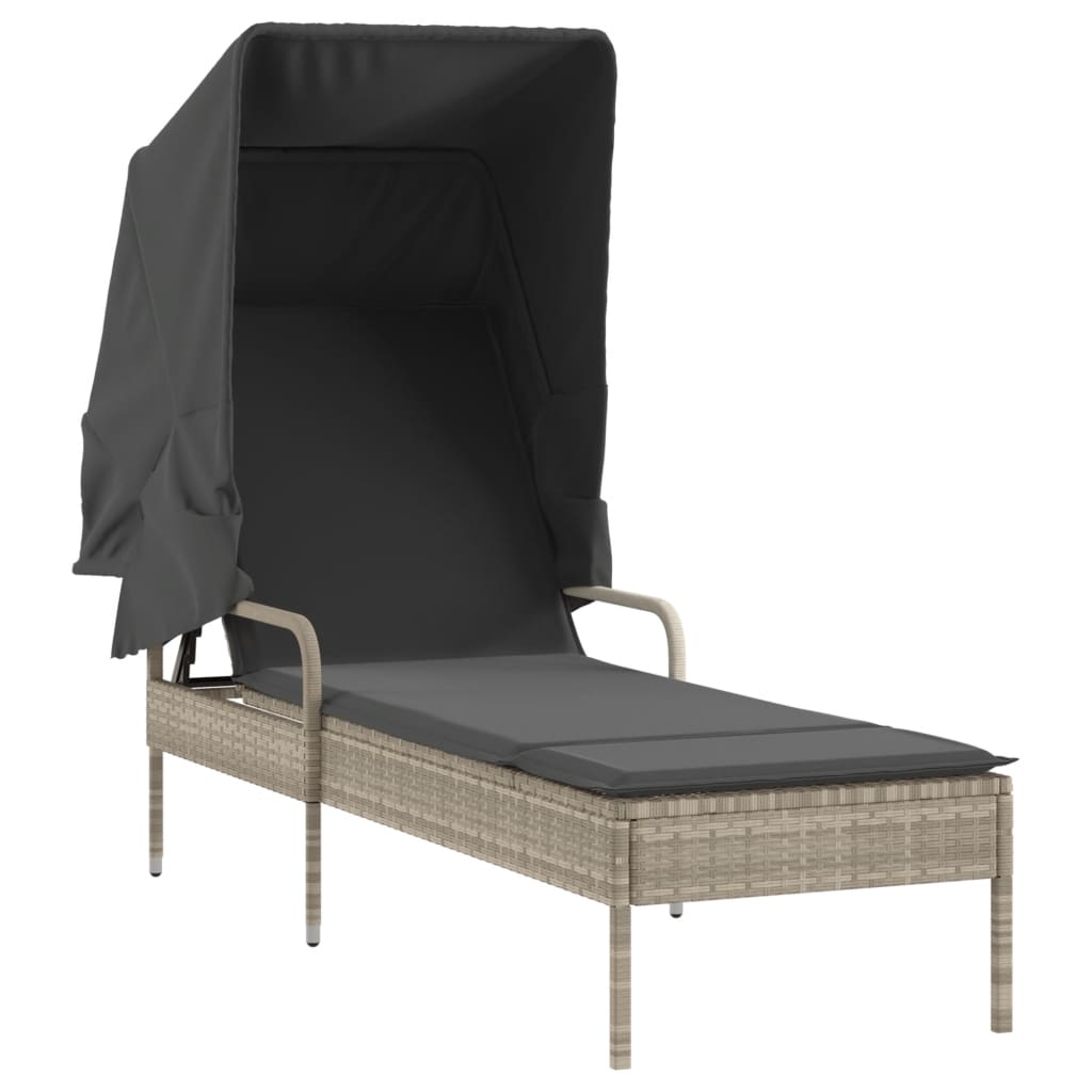 Ligbed met luifel en tafel poly rattan lichtgrijs is nu te koop bij PeponiXL, paradijselijk wonen!