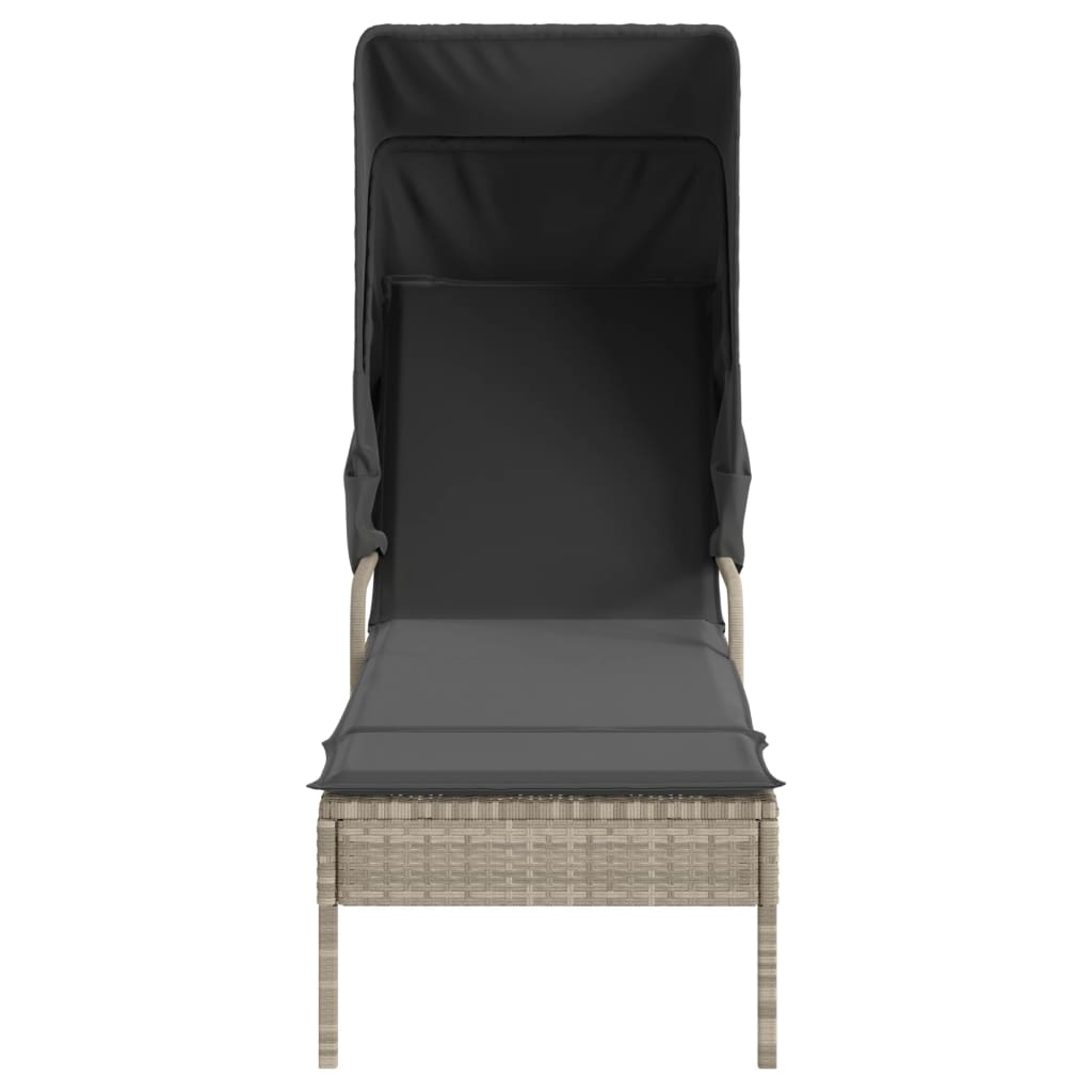 Ligbed met luifel en tafel poly rattan lichtgrijs is nu te koop bij PeponiXL, paradijselijk wonen!