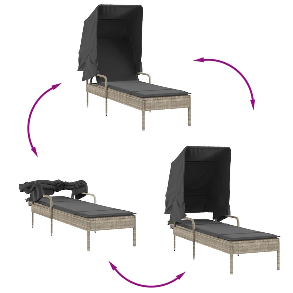 Ligbed met luifel en tafel poly rattan lichtgrijs is nu te koop bij PeponiXL, paradijselijk wonen!