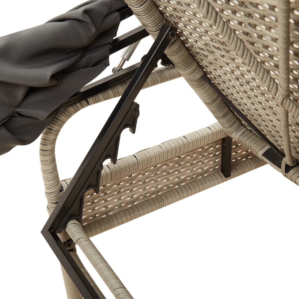 Ligbed met luifel en tafel poly rattan lichtgrijs is nu te koop bij PeponiXL, paradijselijk wonen!