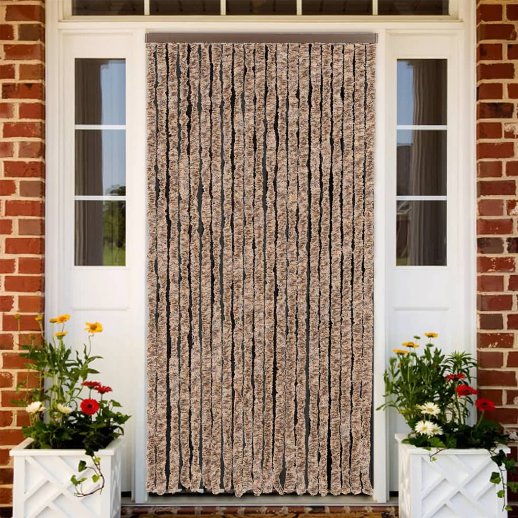 Vliegengordijn 90x200 cm chenille beige en donkerbruin is nu te koop bij PeponiXL, paradijselijk wonen!