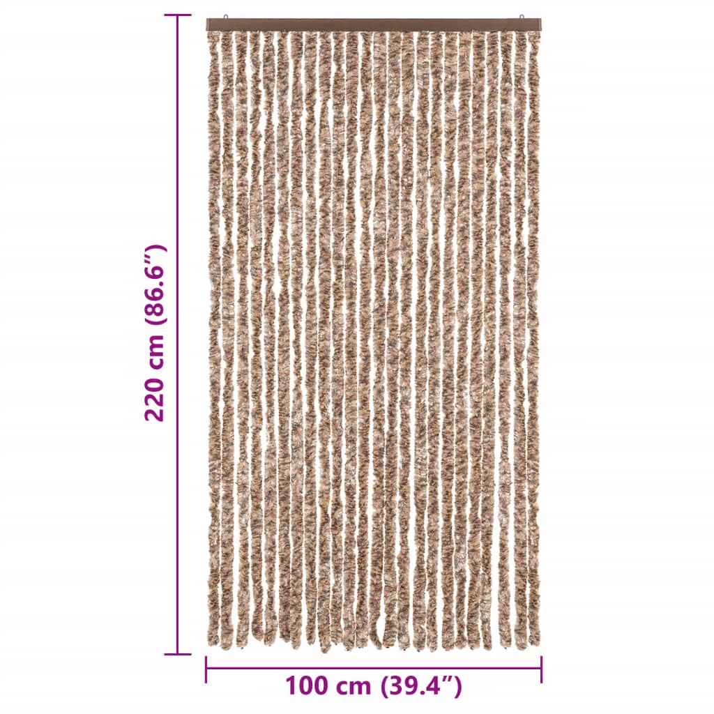 Vliegengordijn 100x220 cm chenille beige en donkerbruin is nu te koop bij PeponiXL, paradijselijk wonen!
