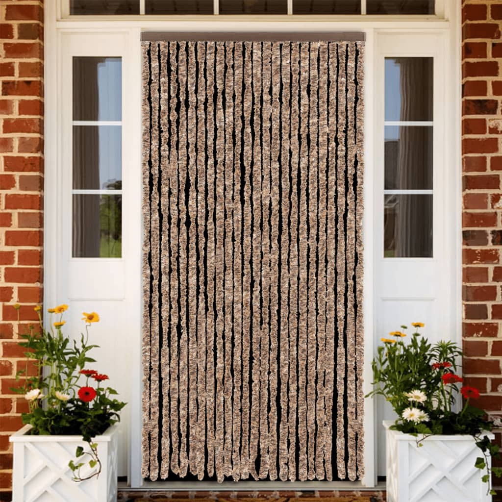 Vliegengordijn 100x220 cm chenille beige en donkerbruin is nu te koop bij PeponiXL, paradijselijk wonen!