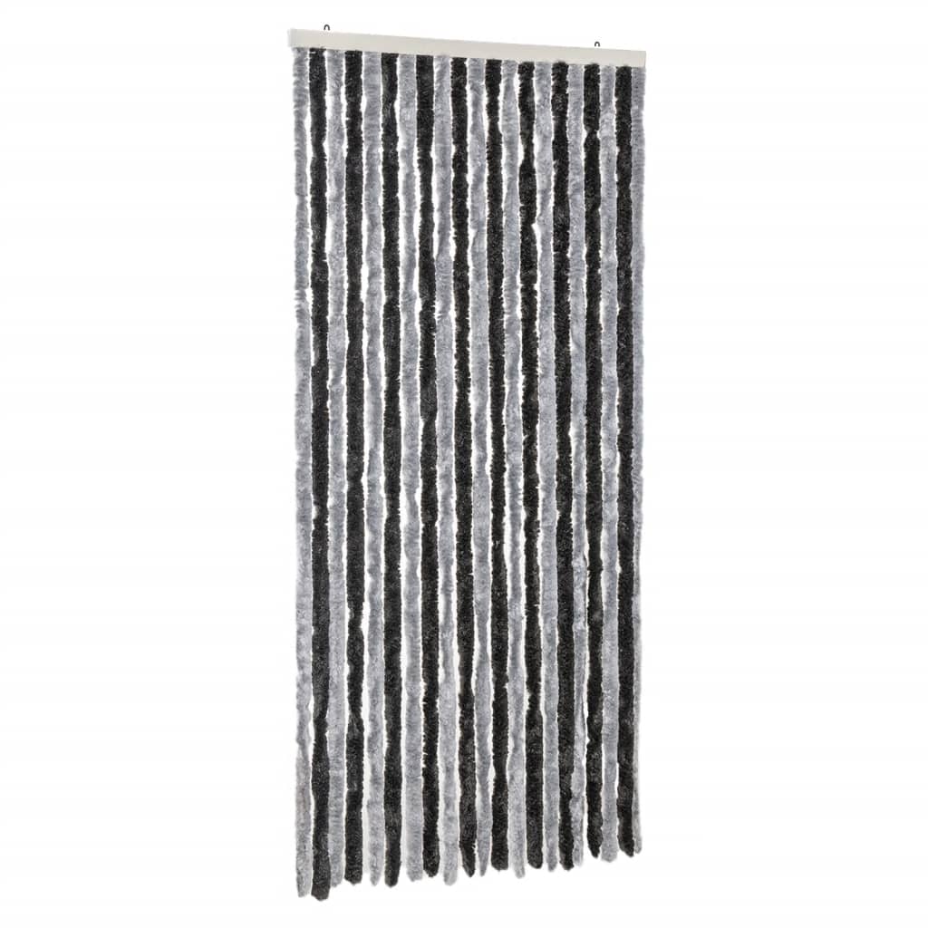 Vliegengordijn 90x220 cm chenille grijs en zwart is nu te koop bij PeponiXL, paradijselijk wonen!