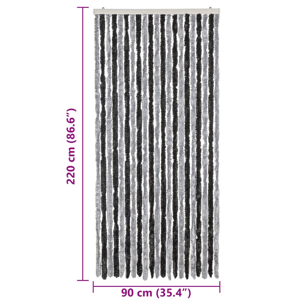 Vliegengordijn 90x220 cm chenille grijs en zwart is nu te koop bij PeponiXL, paradijselijk wonen!