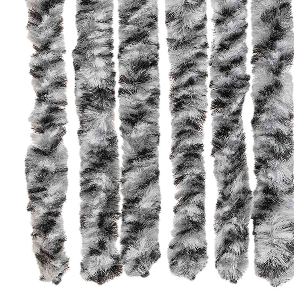Vliegengordijn 56x200 cm chenille grijs en zwart-wit is nu te koop bij PeponiXL, paradijselijk wonen!