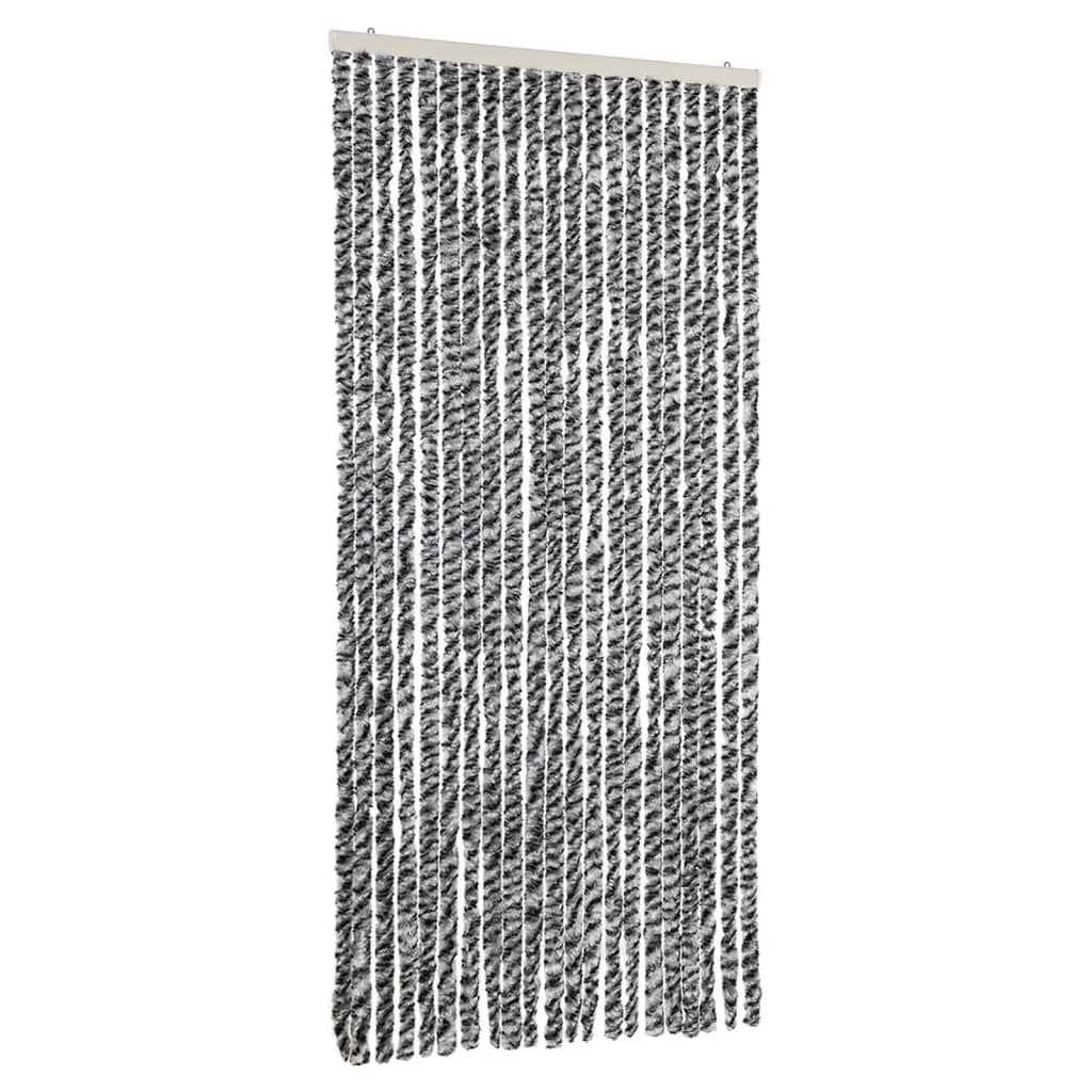 Vliegengordijn 90x220 cm chenille grijs en zwart-wit is nu te koop bij PeponiXL, paradijselijk wonen!