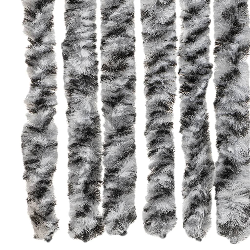 Vliegengordijn 90x220 cm chenille grijs en zwart-wit is nu te koop bij PeponiXL, paradijselijk wonen!