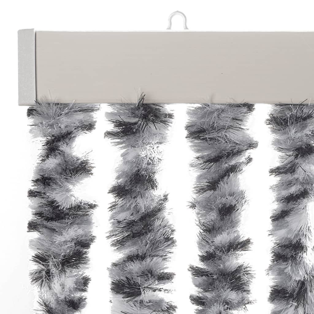 Vliegengordijn 100x220 cm chenille grijs en zwart-wit is nu te koop bij PeponiXL, paradijselijk wonen!