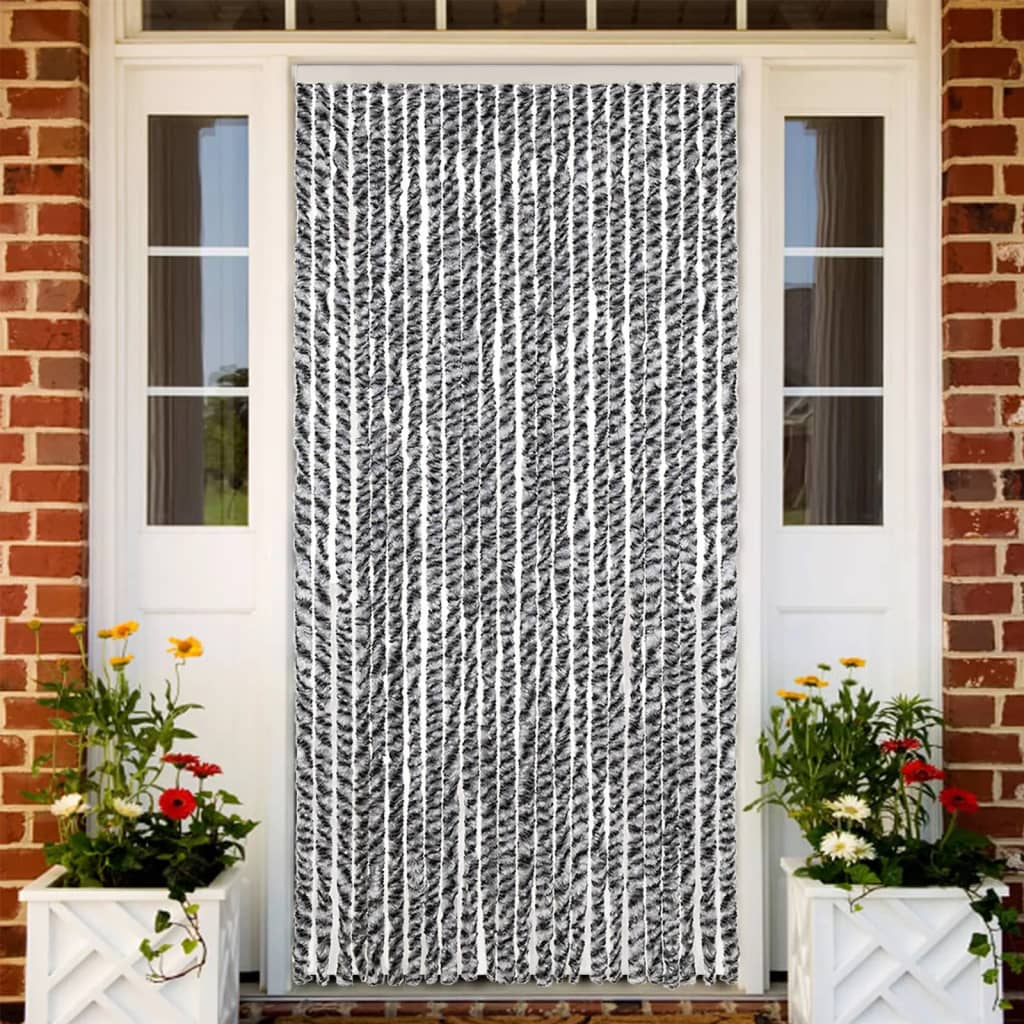 Vliegengordijn 100x220 cm chenille grijs en zwart-wit is nu te koop bij PeponiXL, paradijselijk wonen!