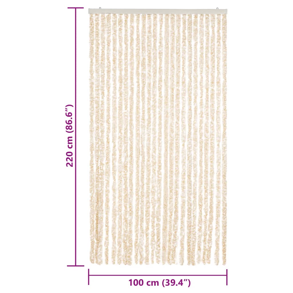 Vliegengordijn 100x220 cm chenille beige en wit is nu te koop bij PeponiXL, paradijselijk wonen!