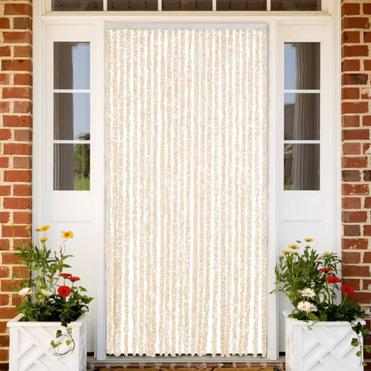 Vliegengordijn 100x220 cm chenille beige en wit is nu te koop bij PeponiXL, paradijselijk wonen!