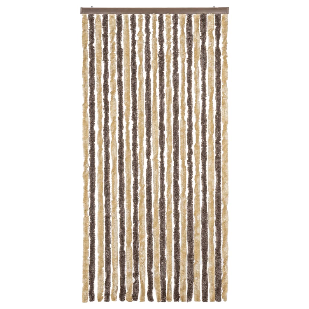 Vliegengordijn 90x220 cm chenille donkerbruin en beige is nu te koop bij PeponiXL, paradijselijk wonen!