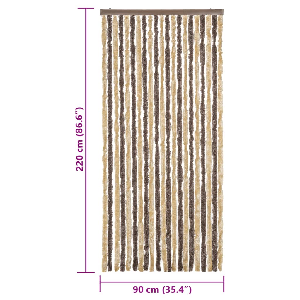 Vliegengordijn 90x220 cm chenille donkerbruin en beige is nu te koop bij PeponiXL, paradijselijk wonen!