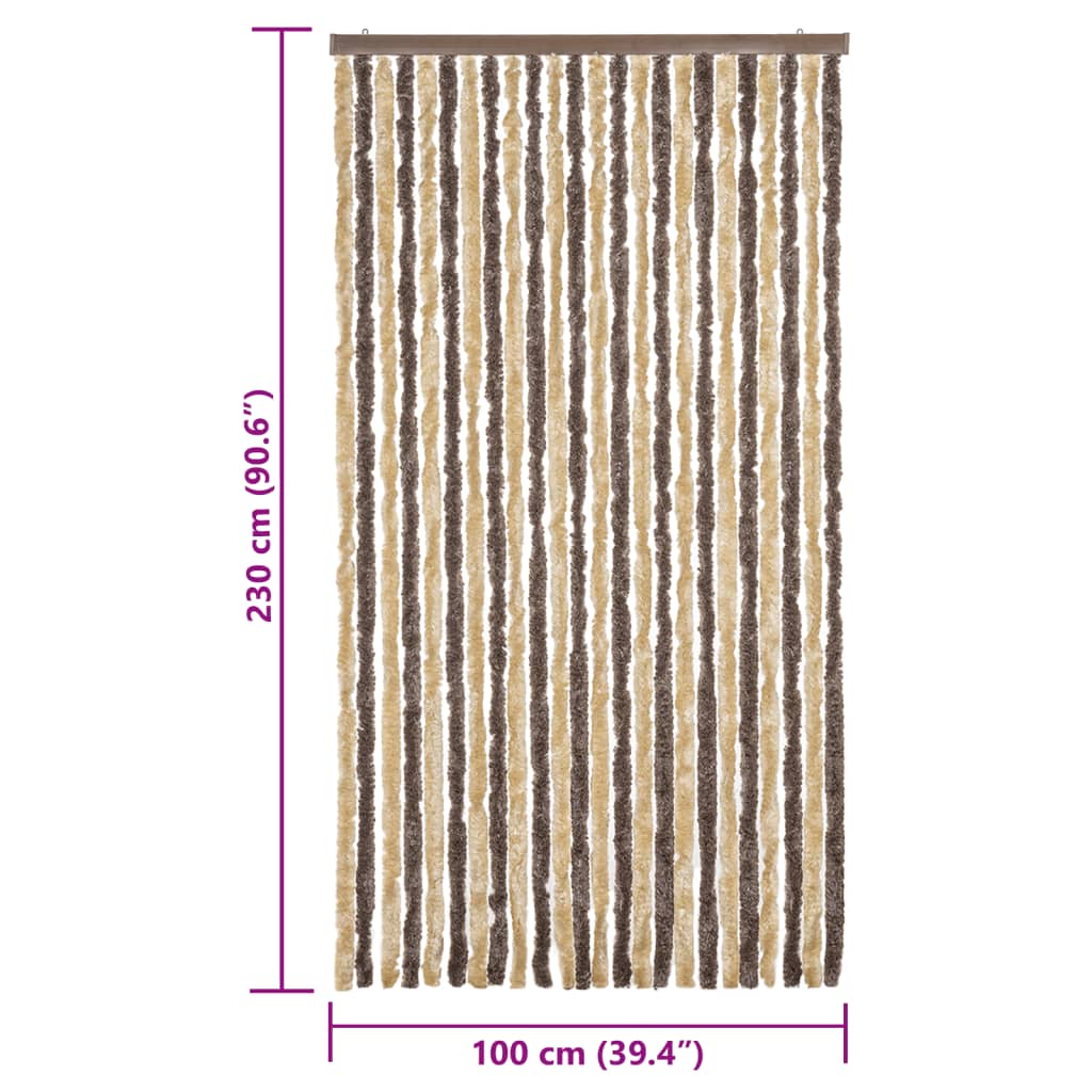 Vliegengordijn 100x230 cm chenille donkerbruin en beige is nu te koop bij PeponiXL, paradijselijk wonen!