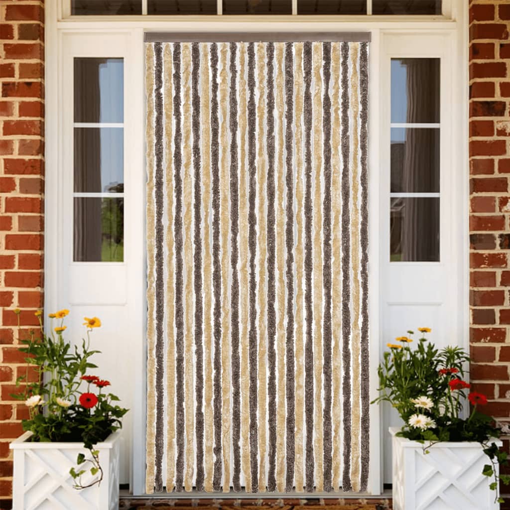 Vliegengordijn 100x230 cm chenille donkerbruin en beige is nu te koop bij PeponiXL, paradijselijk wonen!
