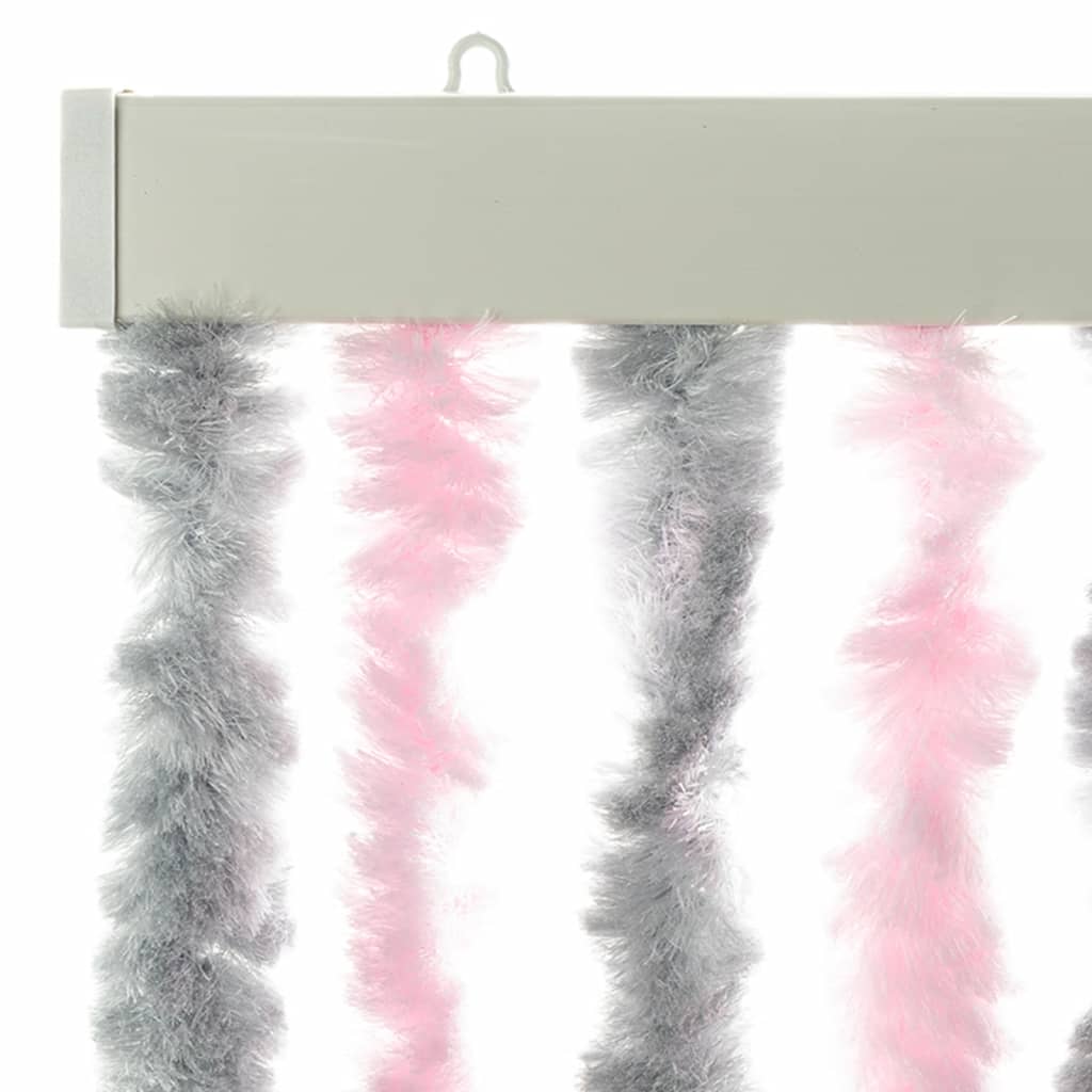 Vliegengordijn 100x200 cm chenille zilvergrijs en roze is nu te koop bij PeponiXL, paradijselijk wonen!