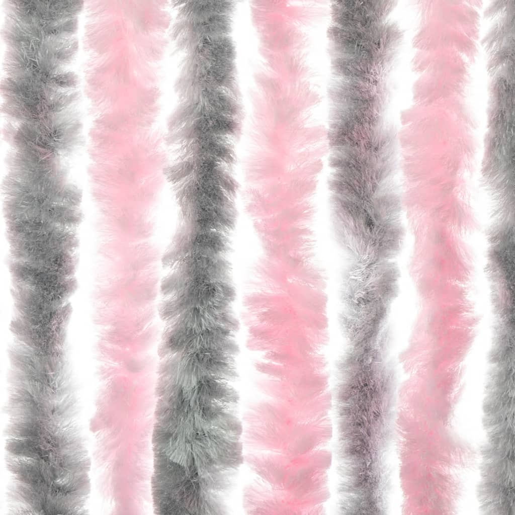 Vliegengordijn 100x200 cm chenille zilvergrijs en roze is nu te koop bij PeponiXL, paradijselijk wonen!