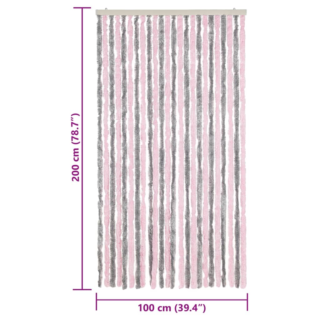 Vliegengordijn 100x200 cm chenille zilvergrijs en roze is nu te koop bij PeponiXL, paradijselijk wonen!