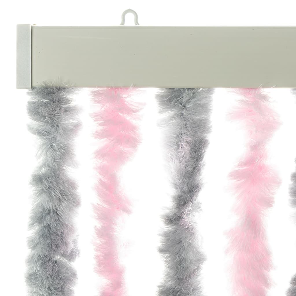 Vliegengordijn 100x220 cm chenille zilvergrijs en roze is nu te koop bij PeponiXL, paradijselijk wonen!