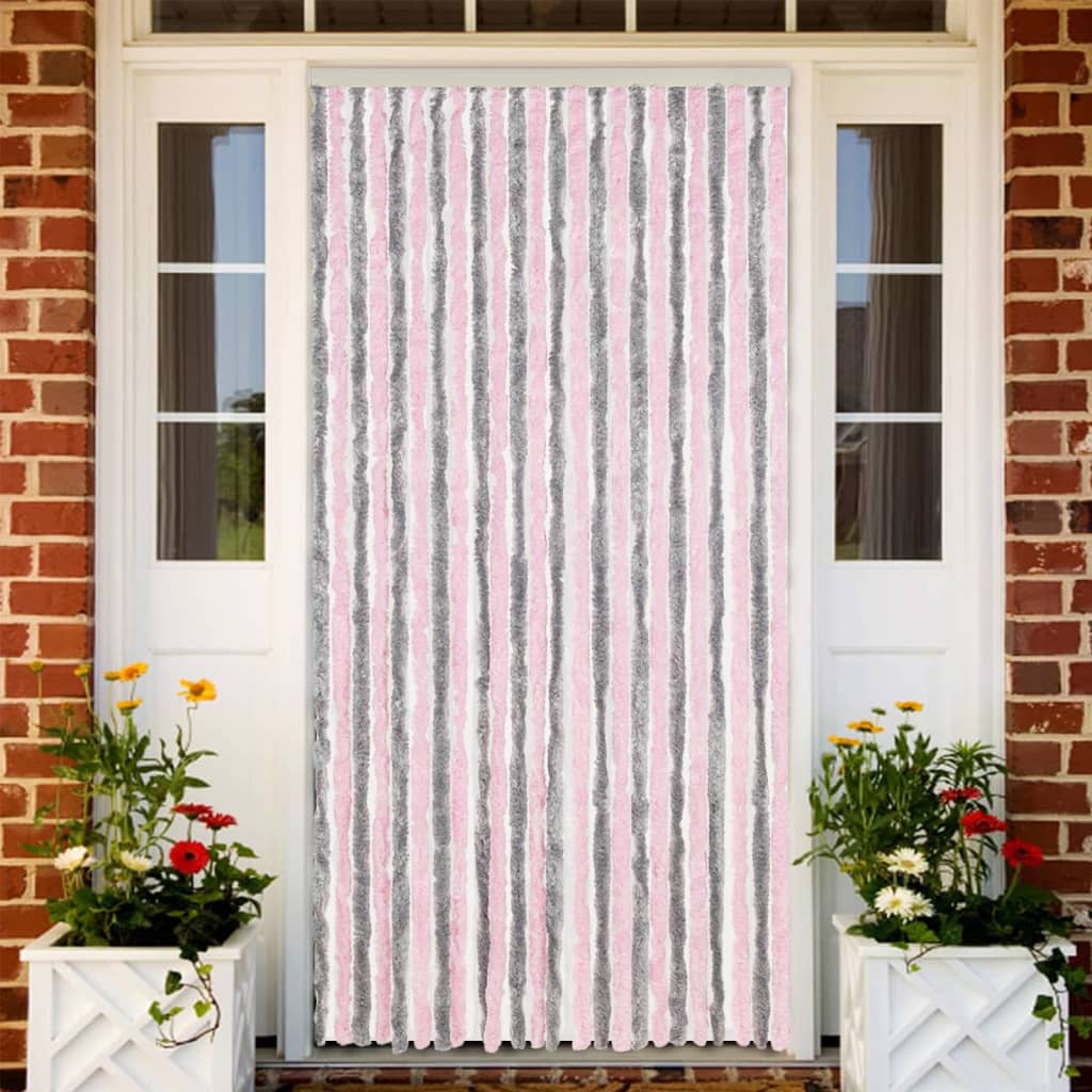 Vliegengordijn 100x220 cm chenille zilvergrijs en roze is nu te koop bij PeponiXL, paradijselijk wonen!