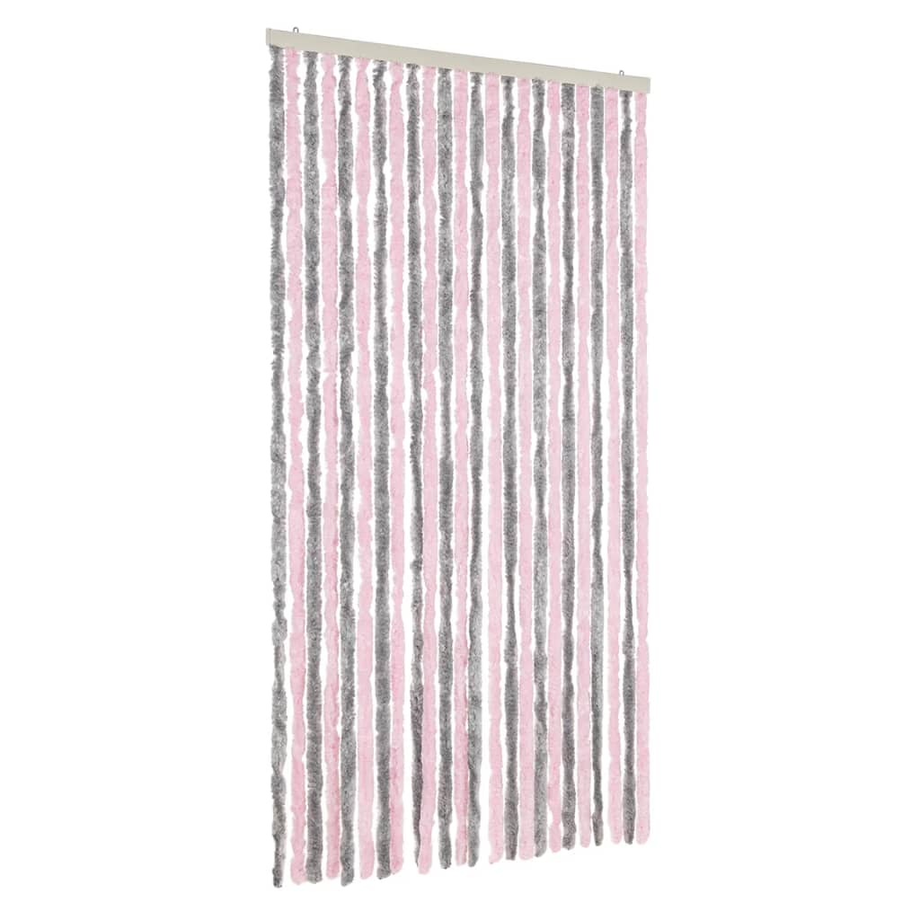 Vliegengordijn 100x230 cm chenille zilvergrijs en roze is nu te koop bij PeponiXL, paradijselijk wonen!