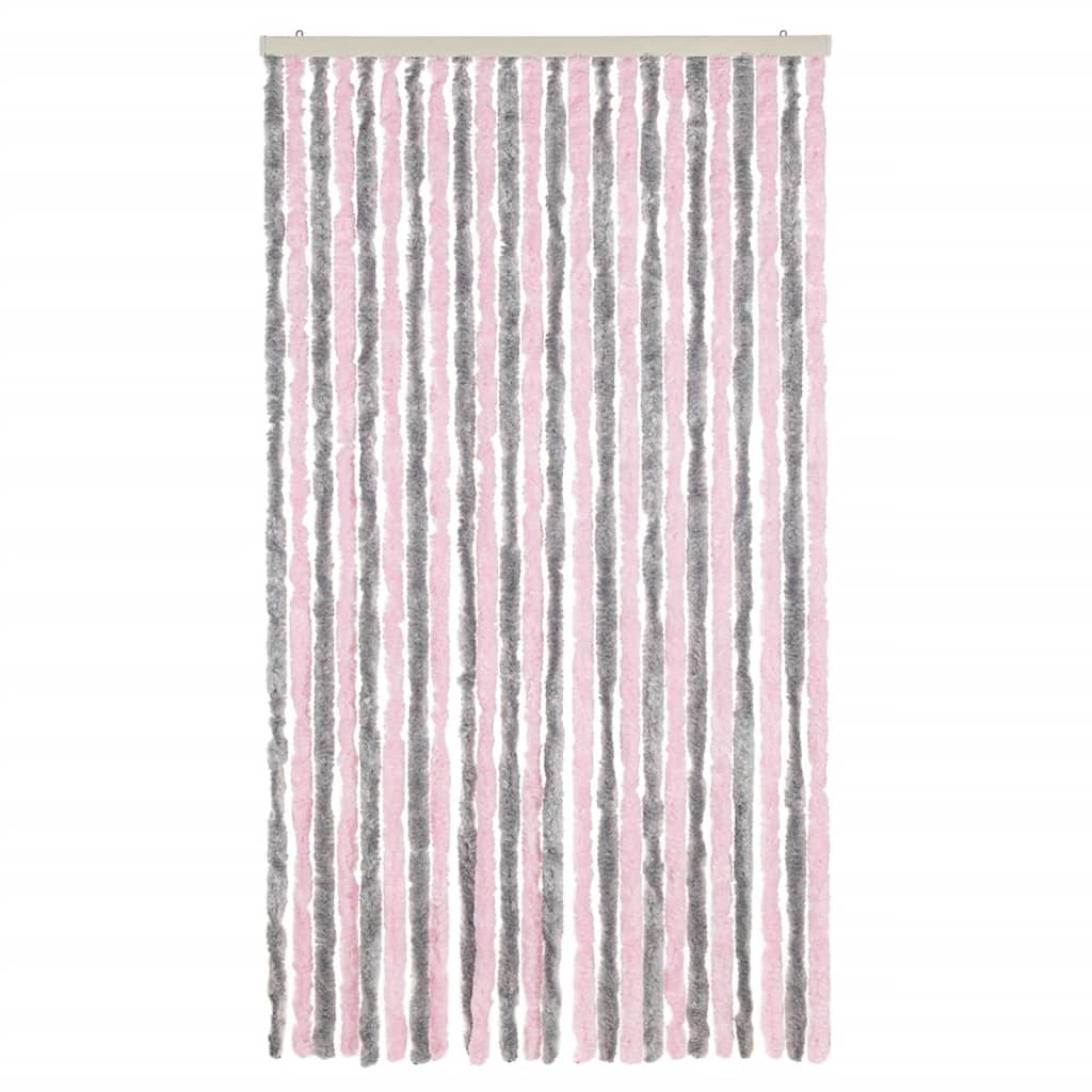 Vliegengordijn 100x230 cm chenille zilvergrijs en roze is nu te koop bij PeponiXL, paradijselijk wonen!