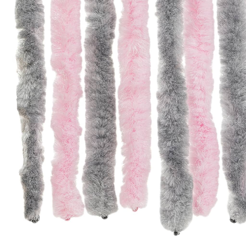 Vliegengordijn 100x230 cm chenille zilvergrijs en roze is nu te koop bij PeponiXL, paradijselijk wonen!