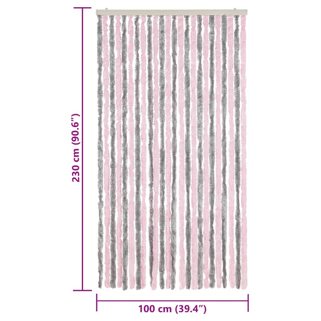 Vliegengordijn 100x230 cm chenille zilvergrijs en roze is nu te koop bij PeponiXL, paradijselijk wonen!