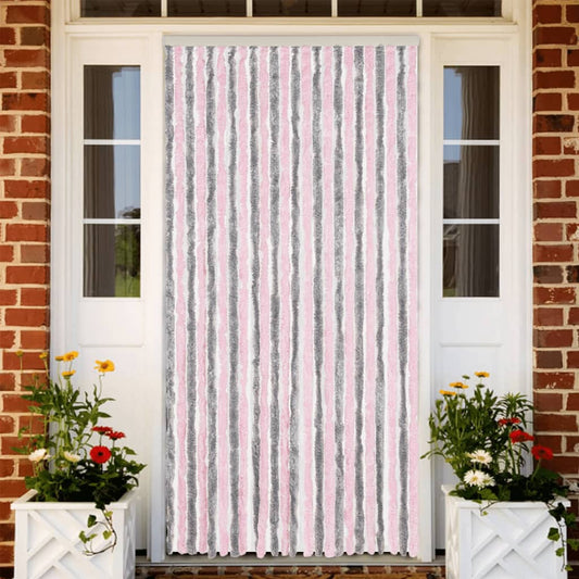 Vliegengordijn 100x230 cm chenille zilvergrijs en roze is nu te koop bij PeponiXL, paradijselijk wonen!