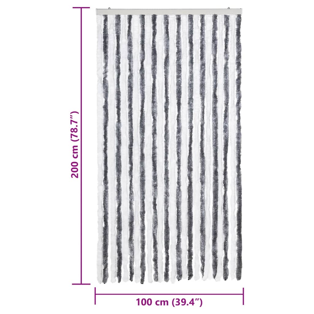 Vliegengordijn 100x200 cm chenille grijs en wit is nu te koop bij PeponiXL, paradijselijk wonen!