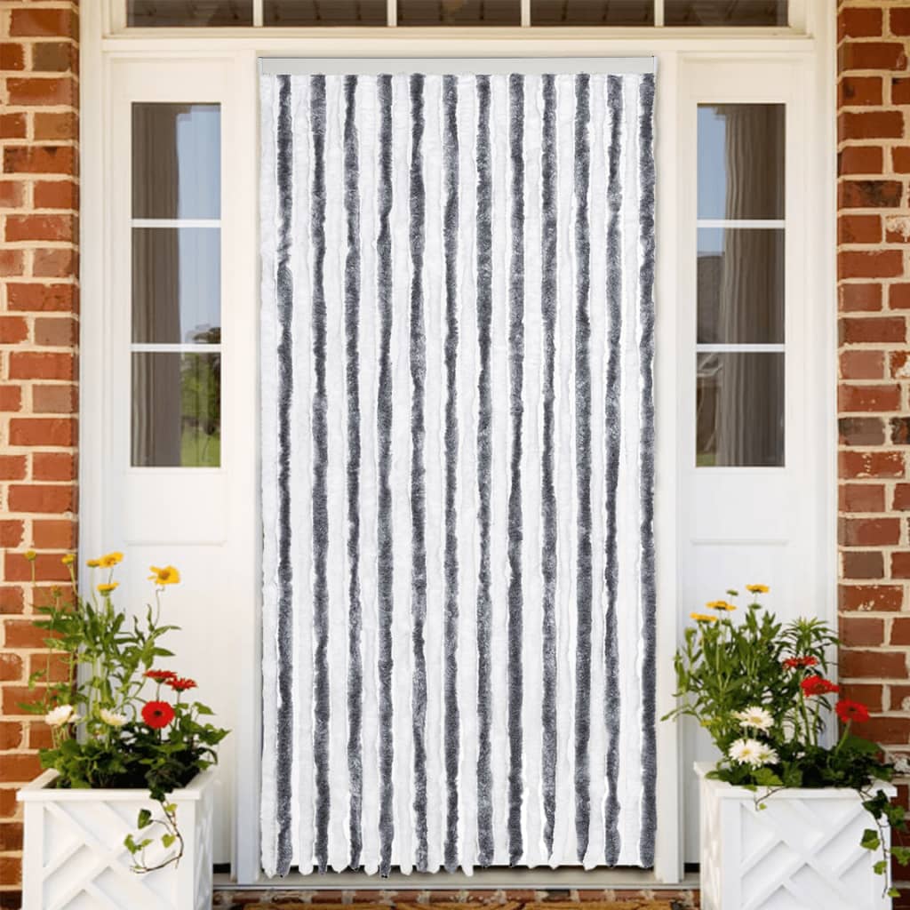 Vliegengordijn 100x230 cm chenille grijs en wit is nu te koop bij PeponiXL, paradijselijk wonen!