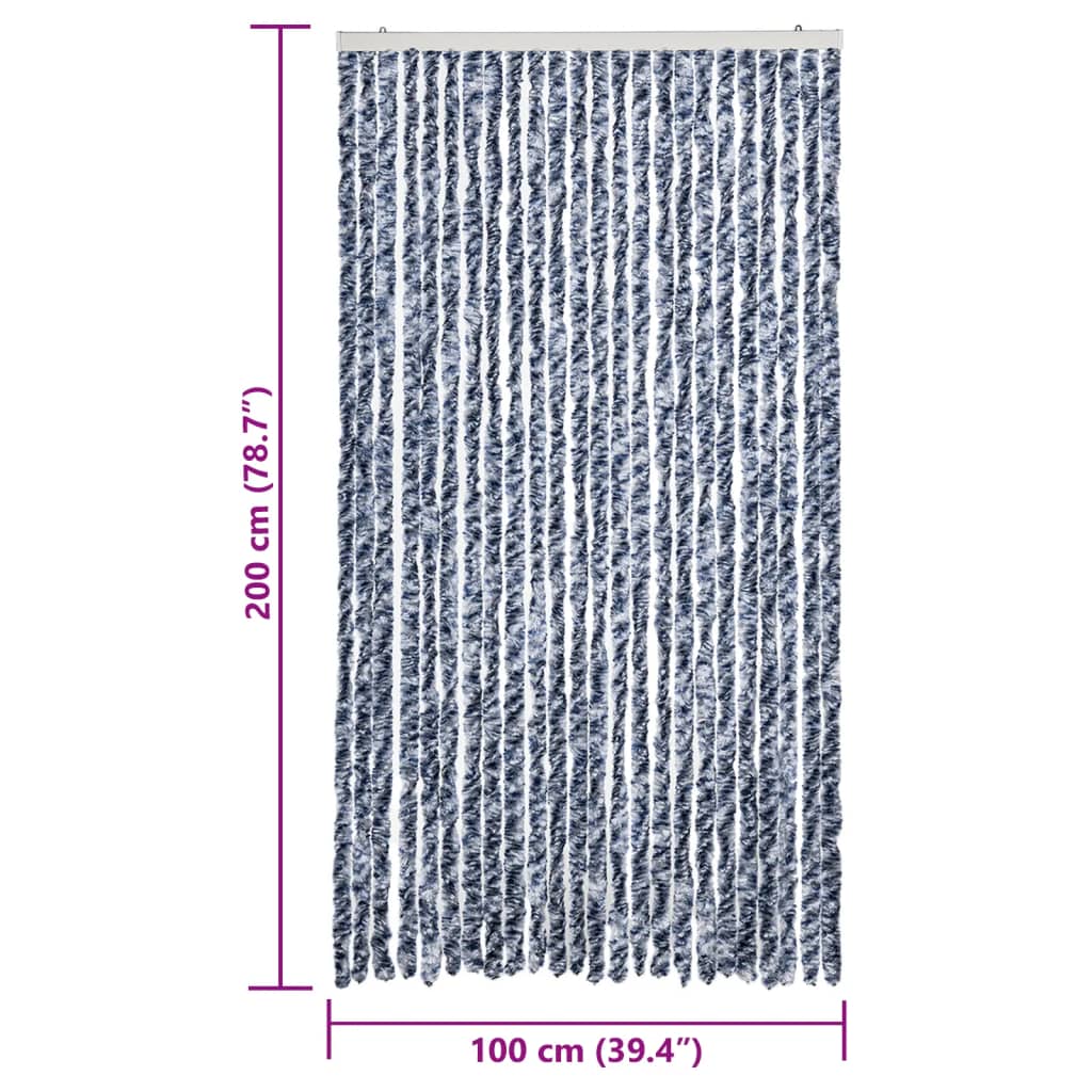 Vliegengordijn 100x200 cm chenille blauw en wit is nu te koop bij PeponiXL, paradijselijk wonen!