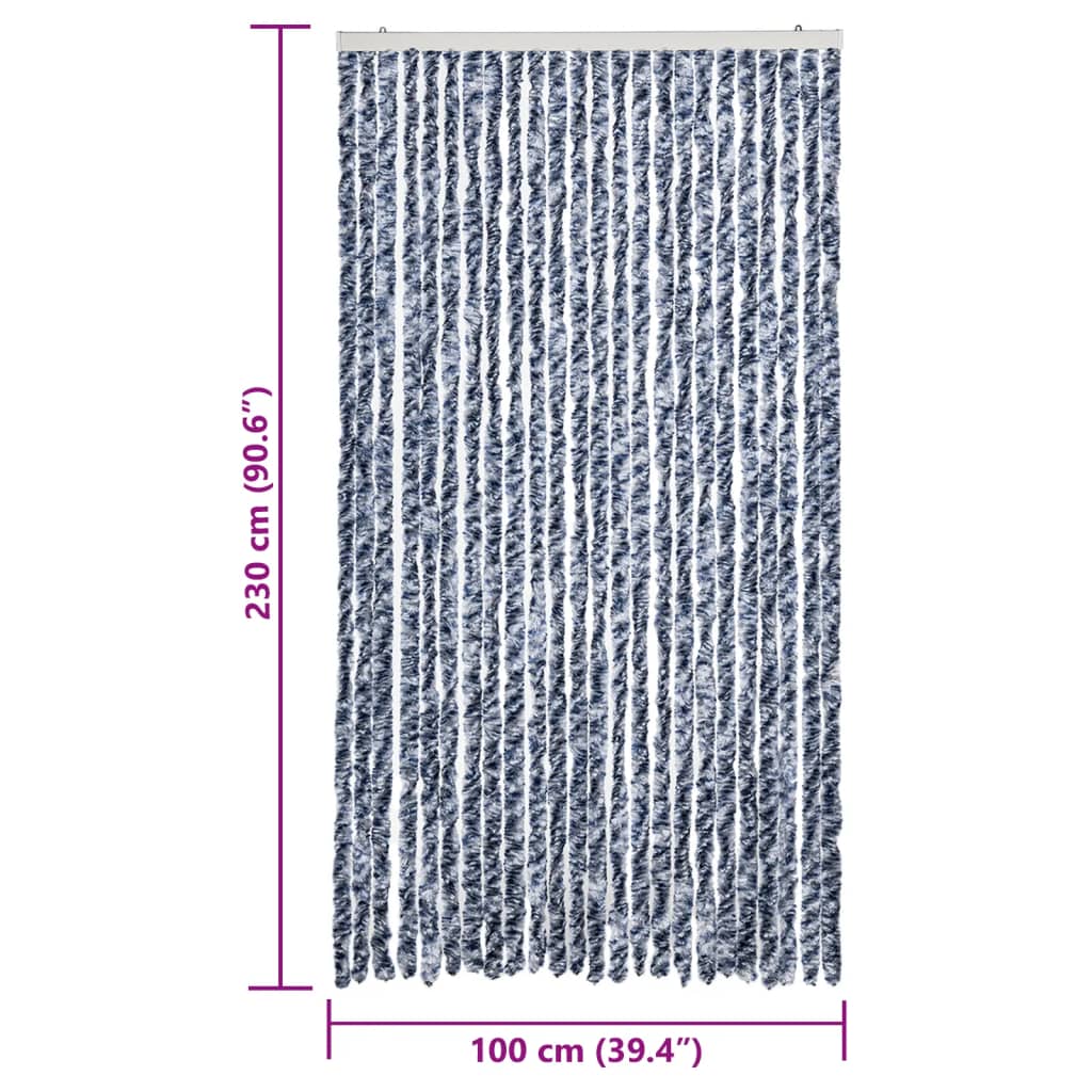 Vliegengordijn 100x230 cm chenille blauw en wit is nu te koop bij PeponiXL, paradijselijk wonen!