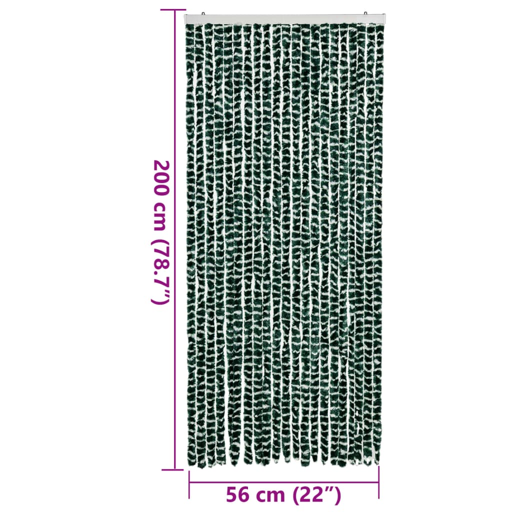 Vliegengordijn 90x200 cm chenille groen en wit is nu te koop bij PeponiXL, paradijselijk wonen!