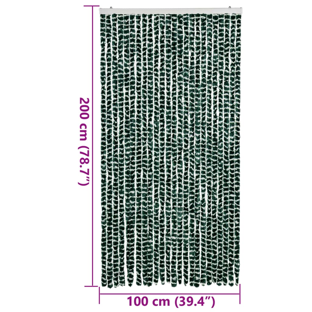 Vliegengordijn 100x200 cm chenille groen en wit is nu te koop bij PeponiXL, paradijselijk wonen!