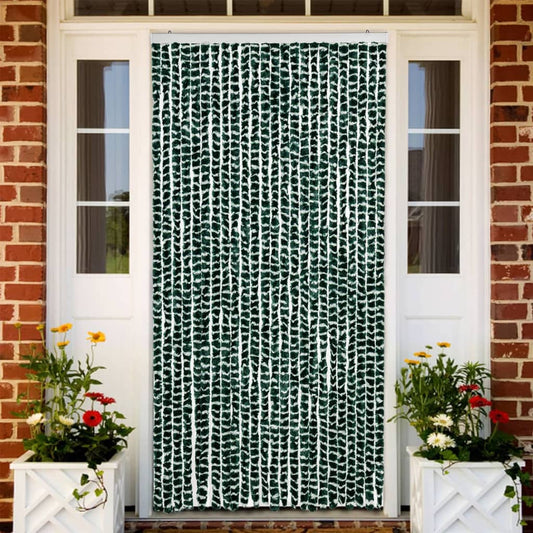 Vliegengordijn 100x200 cm chenille groen en wit is nu te koop bij PeponiXL, paradijselijk wonen!