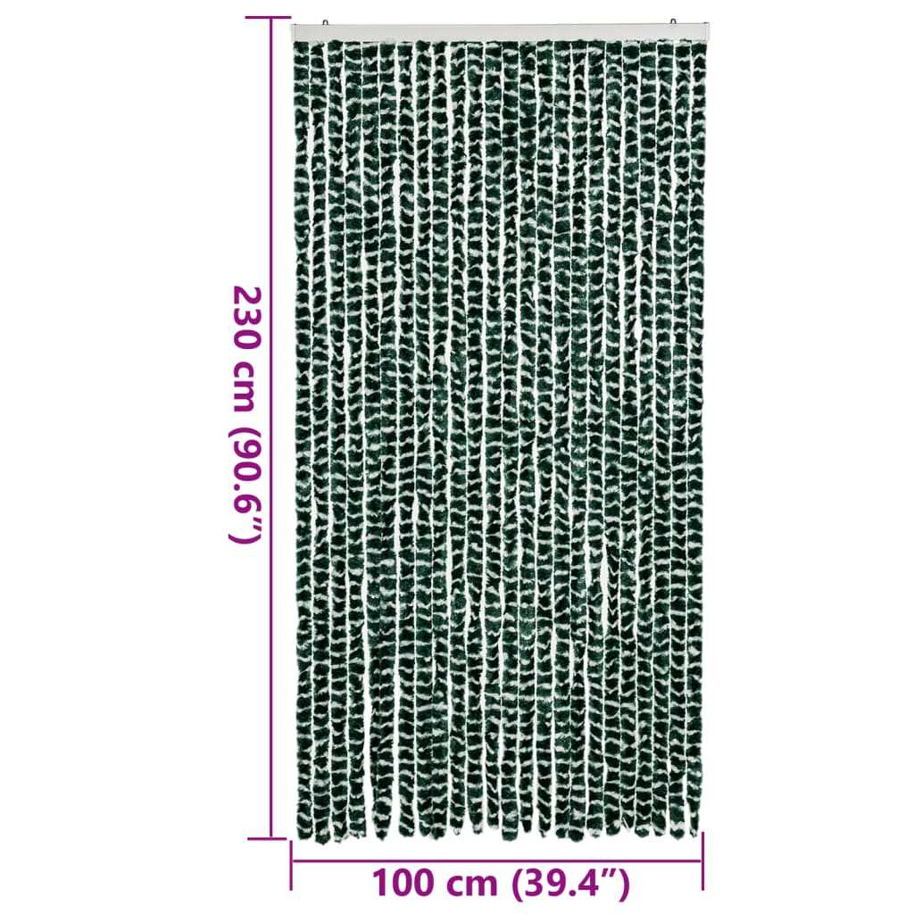 Vliegengordijn 100x230 cm chenille groen en wit is nu te koop bij PeponiXL, paradijselijk wonen!