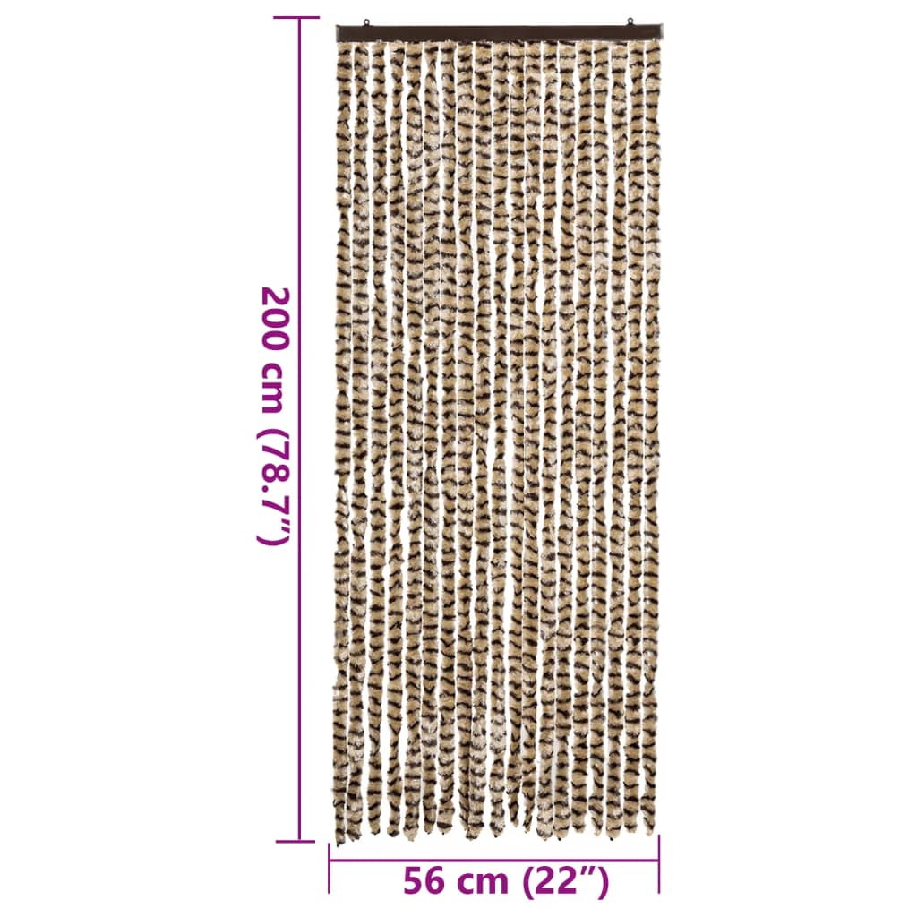 Vliegengordijn 56x200 cm chenille beige en bruin is nu te koop bij PeponiXL, paradijselijk wonen!