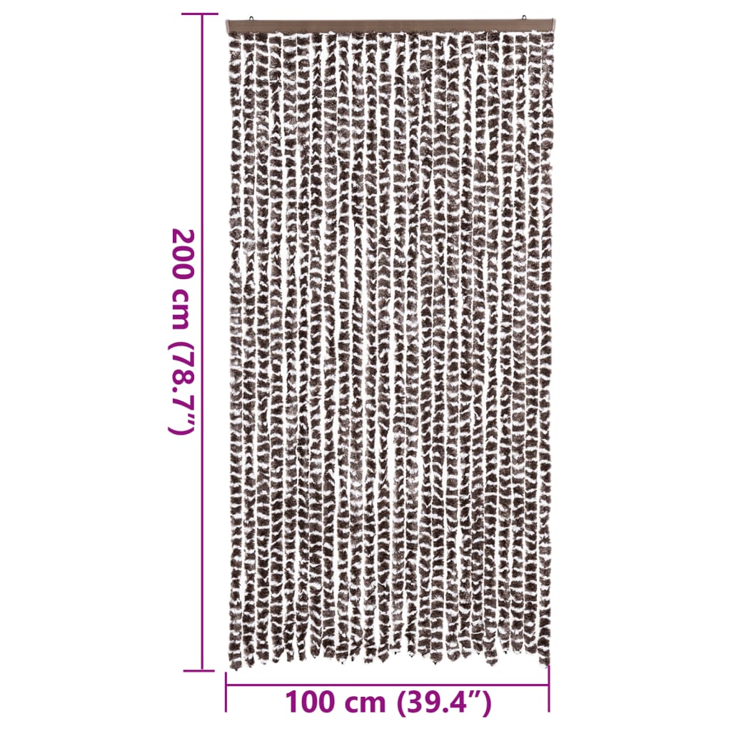 Vliegengordijn 100x200 cm chenille bruin en wit is nu te koop bij PeponiXL, paradijselijk wonen!