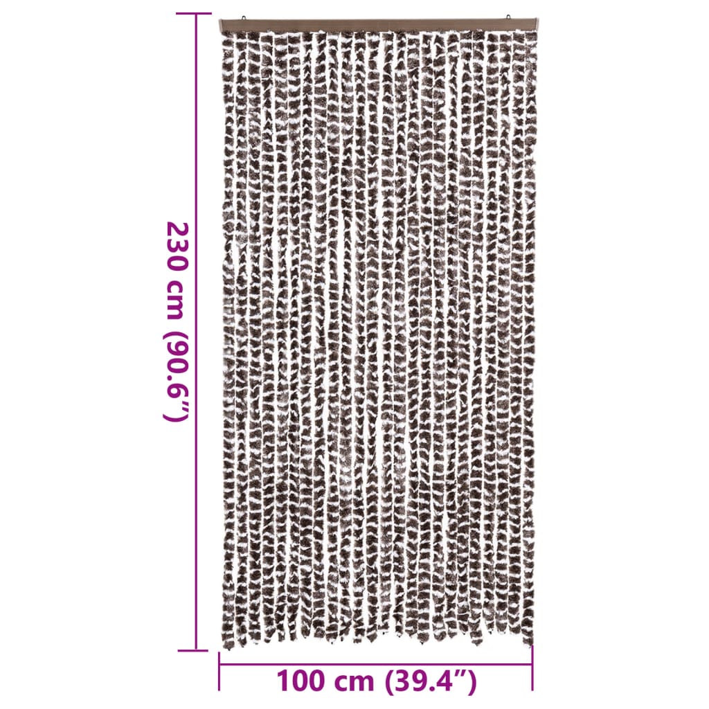 Vliegengordijn 100x230 cm chenille bruin en wit is nu te koop bij PeponiXL, paradijselijk wonen!