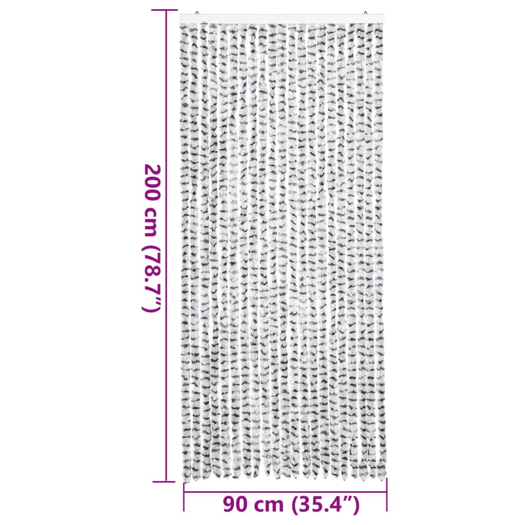 Vliegengordijn 90x200 cm chenille lichtgrijs en donkergrijs is nu te koop bij PeponiXL, paradijselijk wonen!