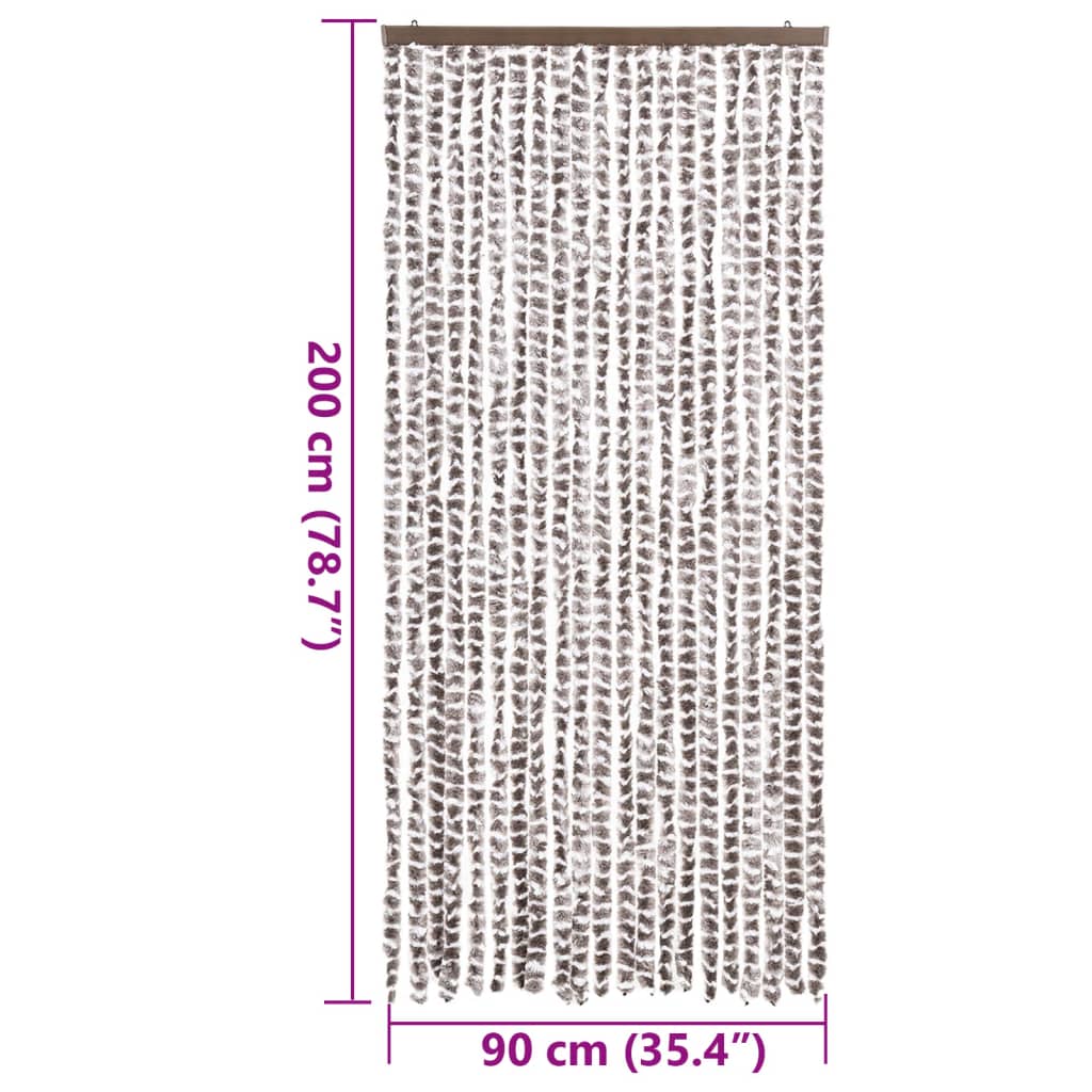 Vliegengordijn 90x200 cm chenille taupe en wit is nu te koop bij PeponiXL, paradijselijk wonen!