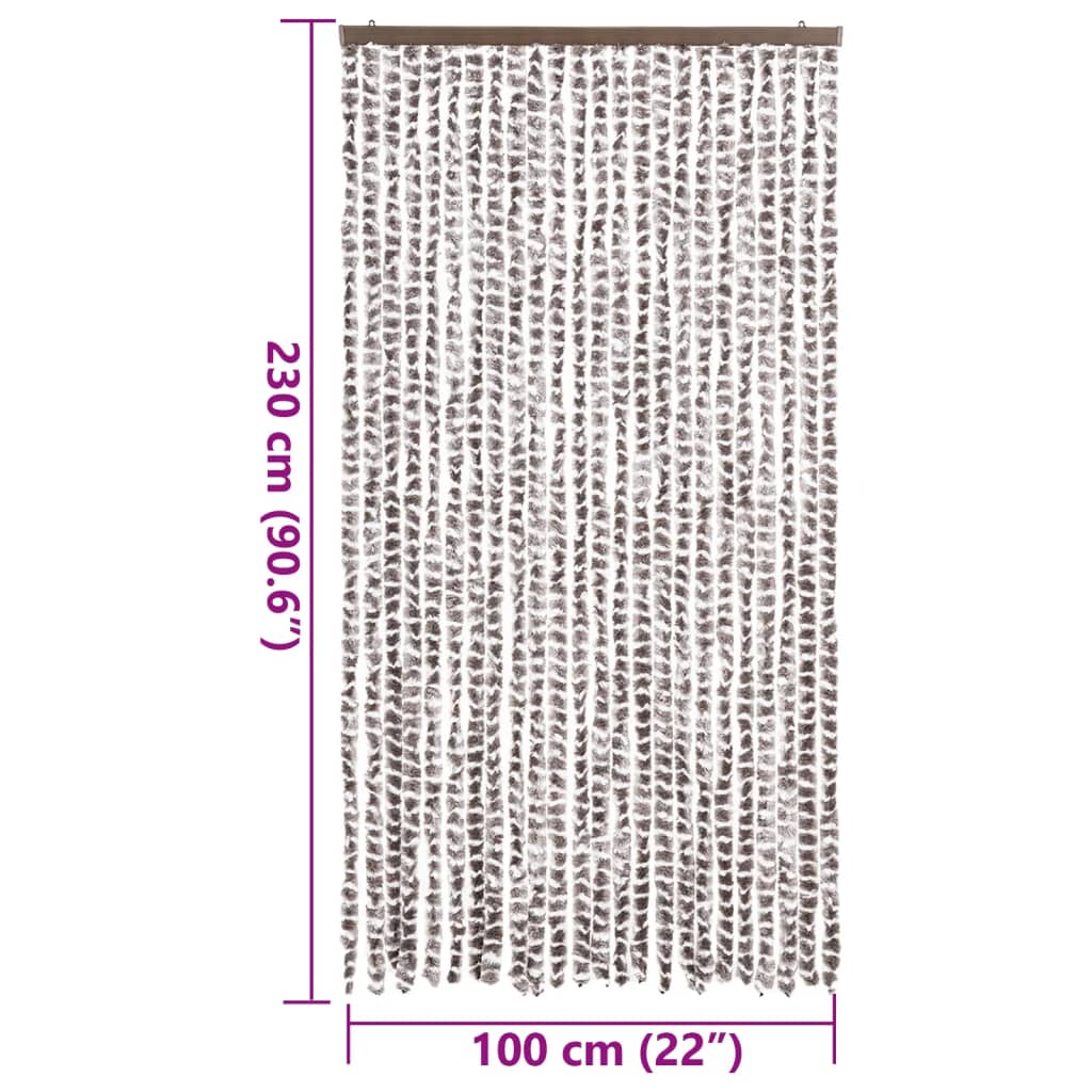 Vliegengordijn 100x230 cm chenille taupe en wit is nu te koop bij PeponiXL, paradijselijk wonen!