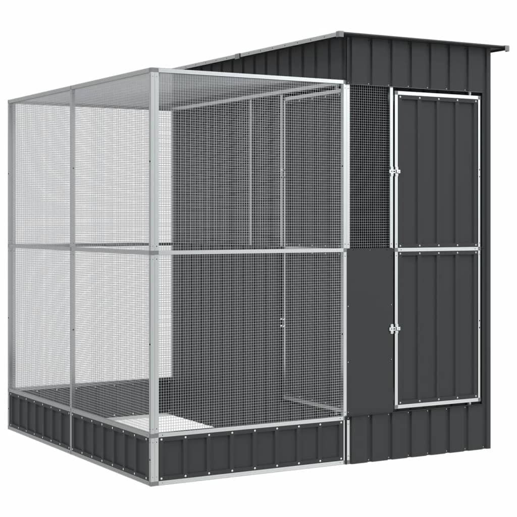 Volière met verlengstuk zilver 209x203x216 cm staal is nu te koop bij PeponiXL, paradijselijk wonen!